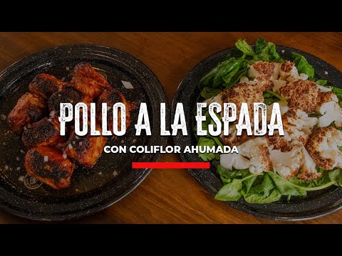 Pollo a la espada con coliflor ahumada