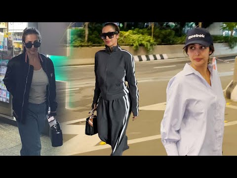 Malaika Arora ने तो 20 साल की लड़कियों को भी पीछे छोड़ दिया AIRPORT LOOK देखलो #malaikaarora