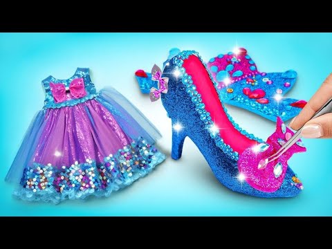 Cómo hacer la corona, el vestido y los zapatos brillantes de Elsa con arcilla || BRICOLAJE FÁCIL ✨👑