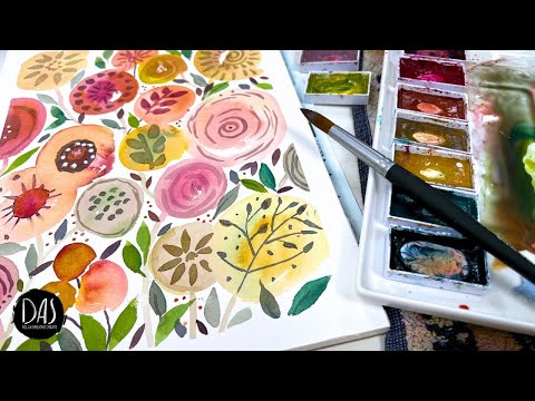 Relax with soothing easy floral watercolor whimsy