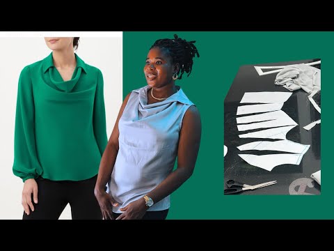 How to cut and Sew a Cowl Neck Blouse with Collar | Easy & Stylish Sewing Tutorial