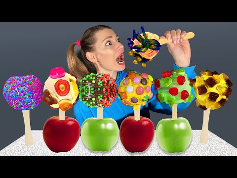ASMR MUKBANG Rainbow Desserts 챌린지 먹방 Color food apple challenge by MIU