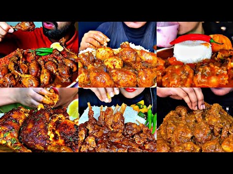 ASMR EATING SPICY MUTTON CURRY, CHICKEN CURRY, EGG CURRY | BEST INDIAN FOOD MUKBANG |Foodie India|