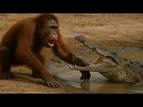 Can an orangutan defeat a crocodile? ►► The power of the king lion 🐾