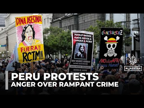 YouTube video thumbnail: Protesters in Peru Demand Boluarte’s Resignation as Crime and Corruption Surge
