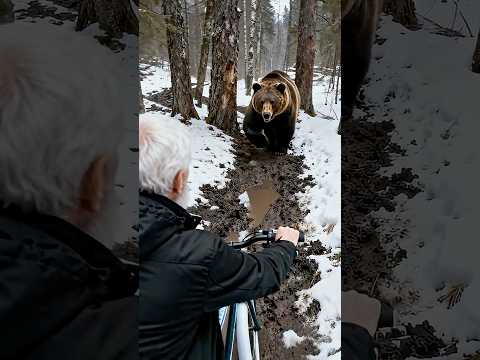母熊が子熊を救うために人間の元へ走った