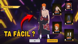 PEGANDO O PAIN NO FREE FIRE ! EVENTO TOKEN ROYALE ! PARCERIA FREE FIRE X NARUTO ! TA FÁCIL ?