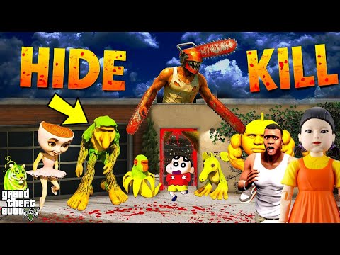 Shinchan & Franklin vs All Brainrot Animals Deadly Hide & Kill Game in Gta 5 | GTA V