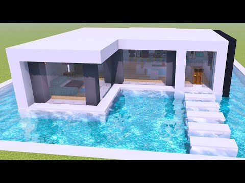 Minecraft Tutorial - Como fazer uma Casa Moderna com Piscina e Mobília