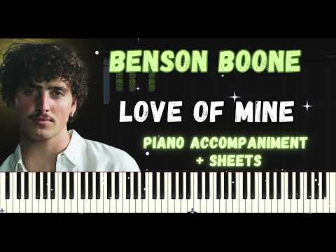 Benson Boone - Love of mine - Piano tutorial  + lyrics (on captions) + Sheet