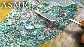 【ASMR】本物の貝を割って人魚を描く🧜‍♀️アクリル画　Acrylic Painting, Mermaid painted with real shells