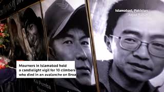 YouTube video thumbnail: Pakistan Holds Vigil for 10 Broad Peak Avalanche Victims