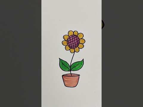 Cute flower 🌻 drawing step by step #drawing #flower #trending #youtubeshorts