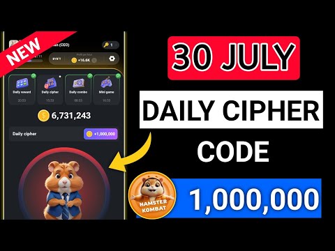 30 July Hamster kombat Daily Cipher code 🔥 Hamster Kombat Daily Cipher 30 july | hamster kombat