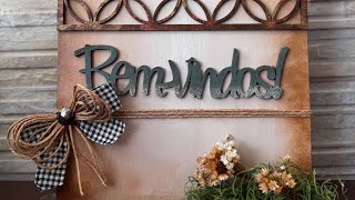 DIY Aula ao vivo / Como fazer um quadro de mdf decorado Bem vindo (pintura ,betume,sombreado)