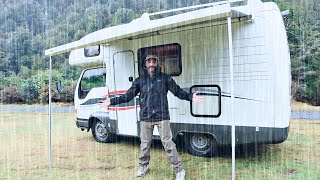 FLOODING inside!  Van Camping Trip with Dog  In Massive Rain Storm