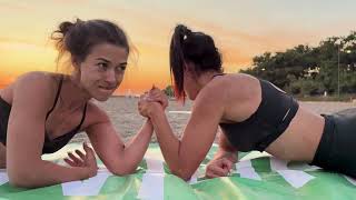 Tall vs Short Arm Wrestling |  Personal Trainer Women Arm Wrestling