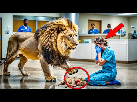 Male lion brings cub to doctor for help, what happens next is shocking