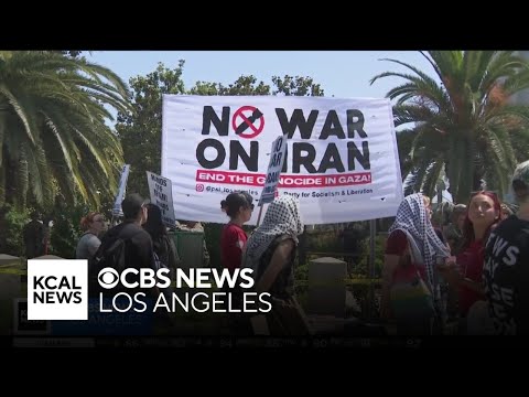 YouTube video thumbnail: Dozens Gather to Protest Against U.S. Strikes on Iran in Westwood