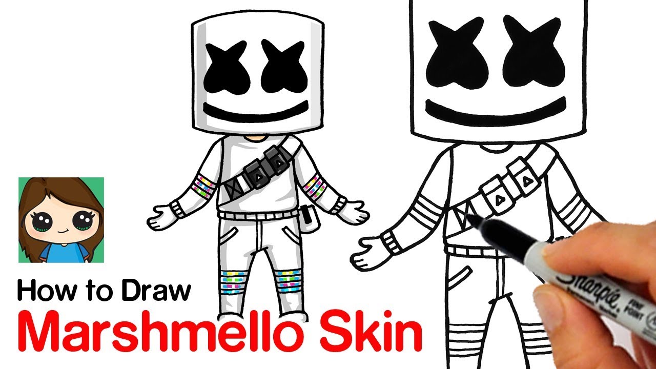 How to Draw Marshmello Fortnite Skin