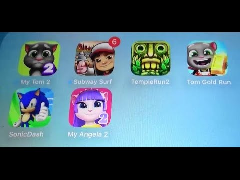 My Tom 2( Angry Birds), Subway surfers, Temple Run 2, Tom gold Run, Sonic dash, My Angela 2