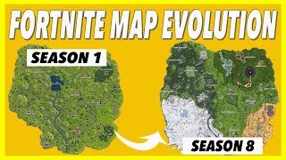 fortnite map evolution seasons 1 8 - map fortnite fin saison 8