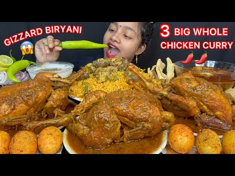 3😱 BIG WHOLE CHICKEN CURRY, CHICKEN LIVER & GIZZARD BIRYANI,RAITA WITH RICE 😋 EATING VIDEOS 🌶️ FOOD🔥