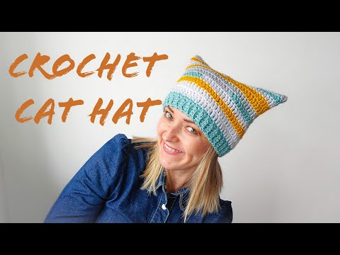 Left handed crochet Cat beanie / hat Quick and Easy tutorial