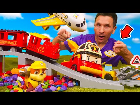 Comment construire un pont de chemin de fer? 👷‍♂️🚂Jeux avec jouets pour enfants en français