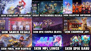 JADWAL RILIS SEMUA EVENT SEPTEMBER ! EVENT SANRIO, MISTBENDERS, SKIN EPIK GRATIS, SKIN COLLECTOR DLL
