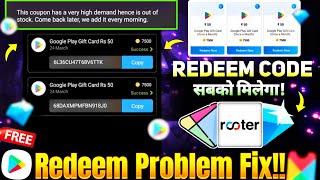 Rooter App Redeem Problem | Rooter App Free Fire Max Diamonds Redeem Problem Solve Trick |Rooter