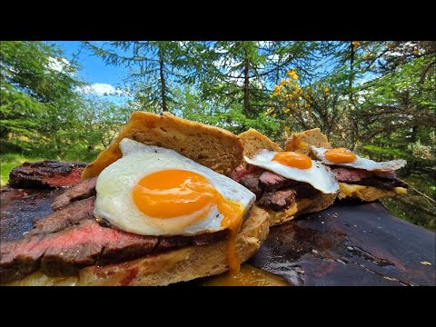 Grilled STEAK Sandwich in the Wild - No Stove, Just Fire