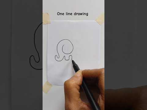 🔥😱 Draw Elephant with one line #shorts #simplestrokes #simpledrawing #draweasy #drawing4kids