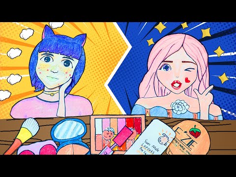 ASMR Makeup Transformation, Acne Removal - Stop Motion Paper Skin Care