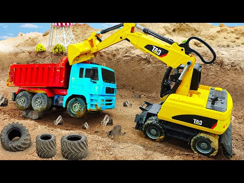 Construction Vehicles Rescue Little Fish From Crocodile  Car Toys Video For Kids