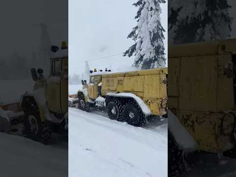 Rotary snow blower! Designed and made in the USSR, still works!With a tank engine #ussr #shorts