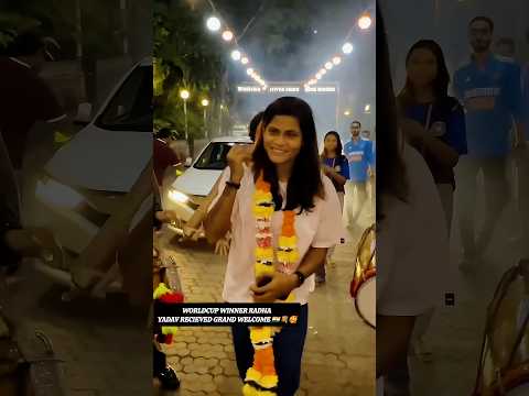 Radha Yadav Recieved Grand Welcome..๐ฎ๐ณ๐๐ฅฐ #shorts #viral