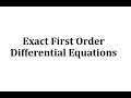 Exact Differential Equations Concepts