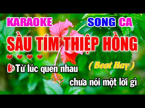 Sầu Tím Thiệp Hồng Karaoke Song Ca Nhạc Sống Trữ Tình Beat Gốc | Làng Hoa