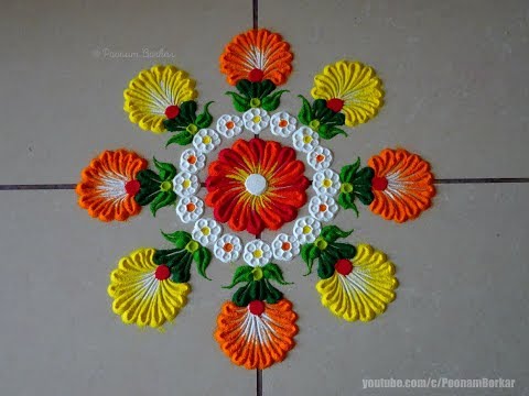 Very easy and quick rangoli using bangles | Easy rangoli designs by Poonam Borkar