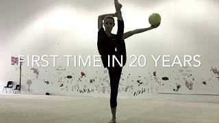Coach of Rhythmic Gymnastics. Training. Stretching.