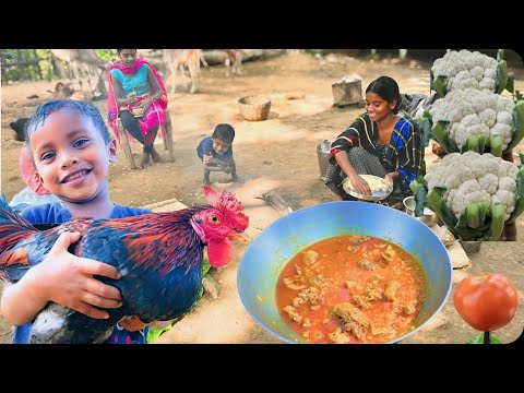 Village Famous RED COUNTRY Chicken Curry Recipe Cooking With CABBAGE || Tribe people Cooking