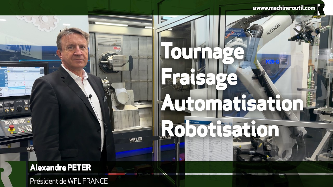 Centre de tournage fraisage automatisé avec robot de chargement déchargement