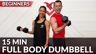 15 Min Beginner Workout at Home with Dumbbells for Women Men Full Body Strength Training Over 50 40