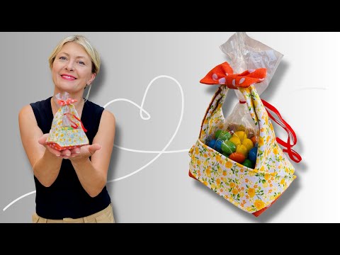 MINI CESTA ORIGAMI DE DOS CUADRADOS DE TELA/ REGALO POR 10 MINUTOS