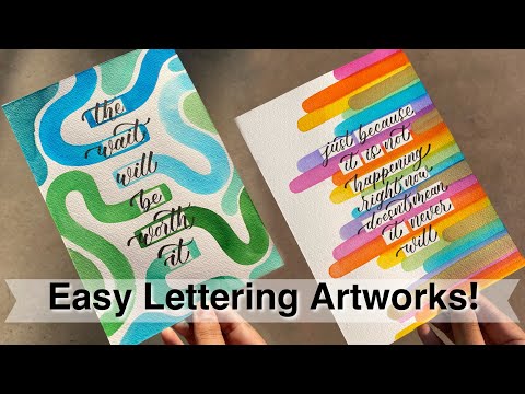 Easy lettering artwork tutorial | Brush lettering with Abstract background