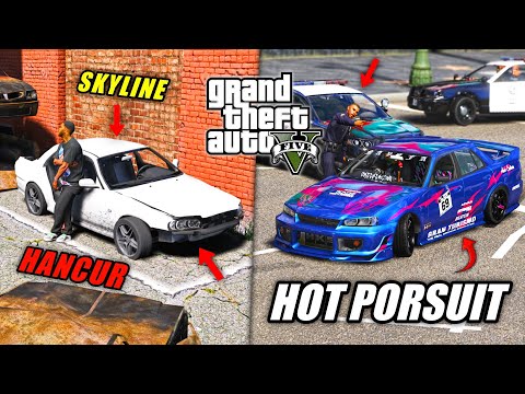 MODIF NISSAN SKYLINE YANG TERBENGKALAI BUAT MISI PERAMPOKAN BANK TERBESAR !! - GTA 5 MOD