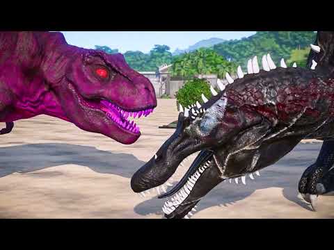 MEGATRON T-REX vs Spider-Man, Venom Dinosaurs Fight Juraassic World Evolution