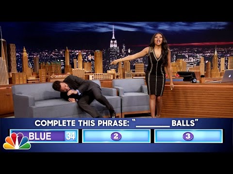 Find Out How Jimmy Fallon Got Blue Balls Playing Fast Family Feud With Taraji P. Henson -- Watch HERE!
