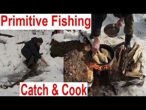 Creative Winter Fishing ❄️🐟🎣 Cooking Fish Wild Outdoors 🔥🐠 Bushcraft Skills. Time Travel